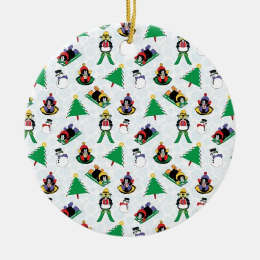 Weihnachtspinguin Ski Keramik Ornament (Vorne)