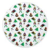 Weihnachtspinguin Ski Keramikknauf (Vorderseite)