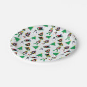 Weihnachtspinguin Ski Pappteller (Schrägansicht)