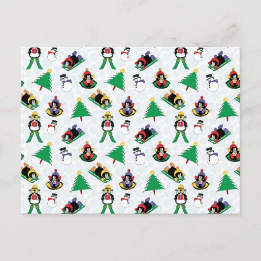 Weihnachtspinguin Ski Postkarte (Vorderseite)