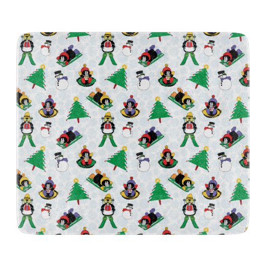 Weihnachtspinguin Ski Schneidebrett (Vorderseite)