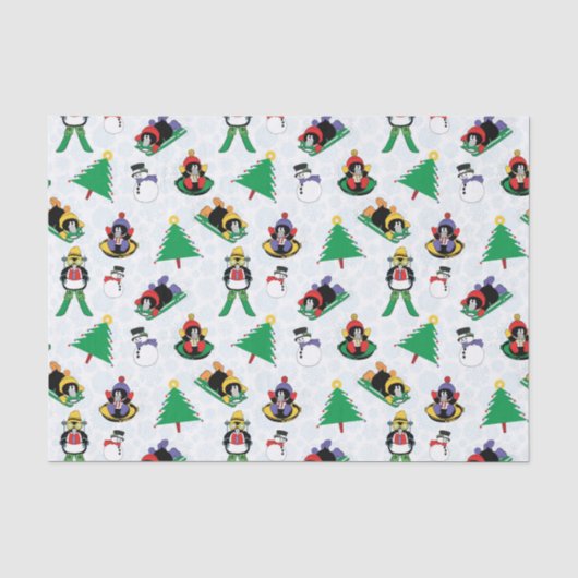 Weihnachtspinguin Ski Seidenpapier (Vorderseite)