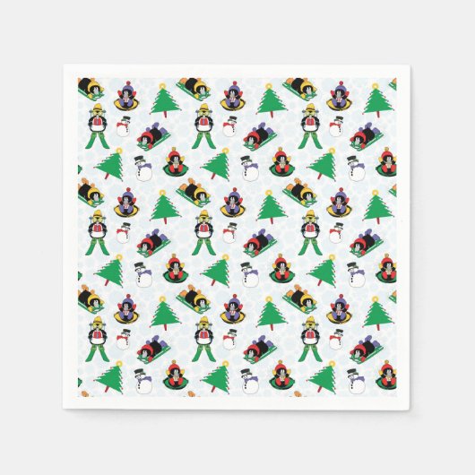 Weihnachtspinguin Ski Serviette (Vorderseite)