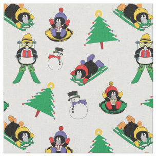 Weihnachtspinguin Ski Stoff