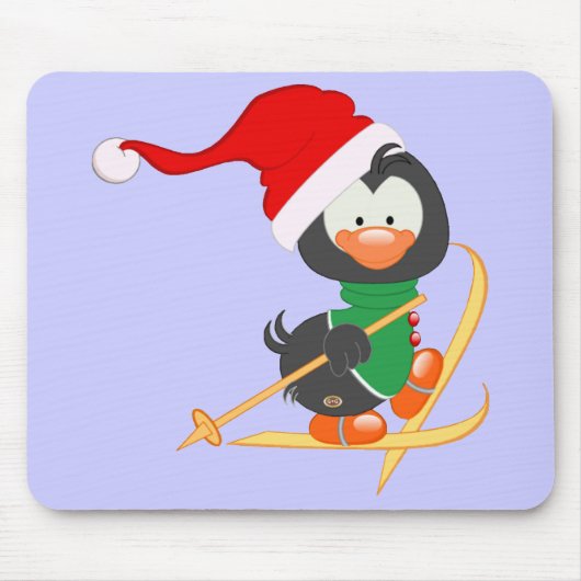 WeihnachtsPinguin-Skifahren Mousepad (Vorne)