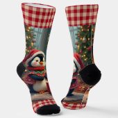 Weihnachtspinguin Socken (Gewinkelt)