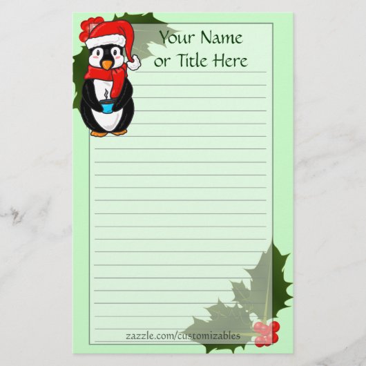 Weihnachtspinguin Stationery Briefpapier (Vorderseite)