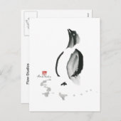 WeihnachtsPinguin, Sumi-e Feiertagspostkarte (Vorne/Hinten)
