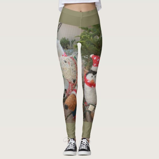 Weihnachtspinguin und Rentierspielzeug Leggings (Vorderseite)