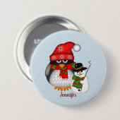 Weihnachtspinguin und Schneemann mit individuelle Button (Vorne & Hinten)