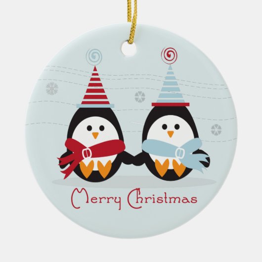 WeihnachtsPinguin-Verzierung Keramik Ornament (Vorne)