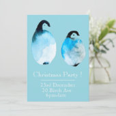 Weihnachtspinguin Weihnachtsfeier Einladung (Stehend Vorderseite)