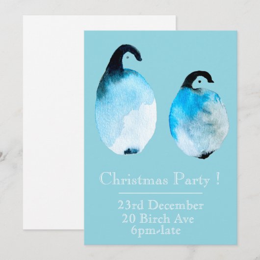 Weihnachtspinguin Weihnachtsfeier Einladung (Vorne/Hinten)