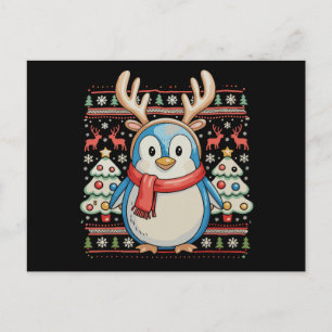 Weihnachtspinguin Xmas hässlicher Pullover Schnee  Feiertagspostkarte
