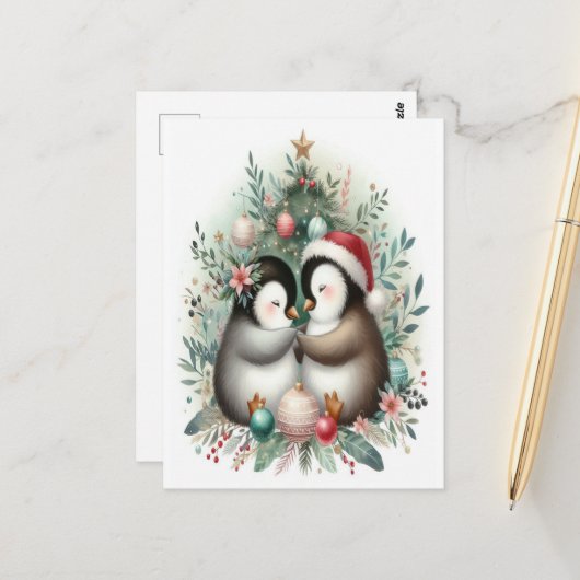 Weihnachtspinguine 4 postkarte (Vorderseite/Rückseite Beispiel)