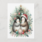Weihnachtspinguine 4 postkarte (Vorderseite)
