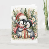 Weihnachtspinguine 5 karte (Vorderseite)