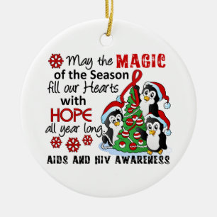 WeihnachtsPinguine AIDSHIV Keramik Ornament