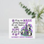 Weihnachtspinguine Alzheimer-Krankheit Feiertagspostkarte (Stehend Vorderseite)