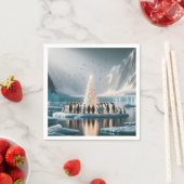 Weihnachtspinguine-Ansammlung rund um einen Baum Serviette (Beispiel)