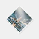 Weihnachtspinguine-Ansammlung rund um einen Baum Serviette (Ecke)