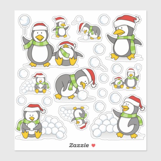 Weihnachtspinguine Aufkleber (Blatt)