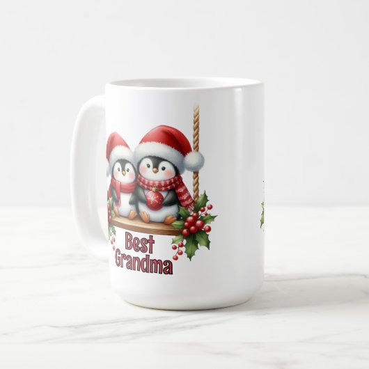 Weihnachtspinguine Best Oma Kaffeetasse (Vorderseite Links)