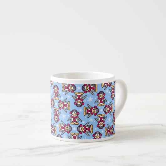 Weihnachtspinguine blauer Espresso Tasse (Vorderseite Rechts)