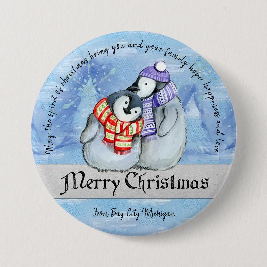 Weihnachtspinguine Button (Vorderseite)