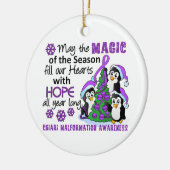 WeihnachtsPinguine Chiari Missbildung Keramik Ornament (Links)