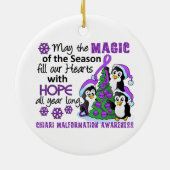 WeihnachtsPinguine Chiari Missbildung Keramik Ornament (Hinten)