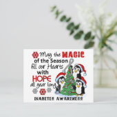 Weihnachtspinguine Diabetes Feiertagspostkarte (Stehend Vorderseite)