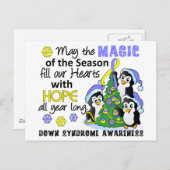 WeihnachtsPinguine Down-Syndrom Feiertagspostkarte (Vorne/Hinten)
