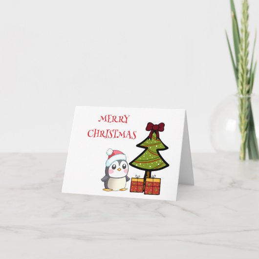 Weihnachtspinguine Faltkarte Feiertagskarte (Vorderseite)