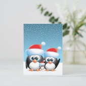 Weihnachtspinguine Feiertagspostkarte (Stehend Vorderseite)
