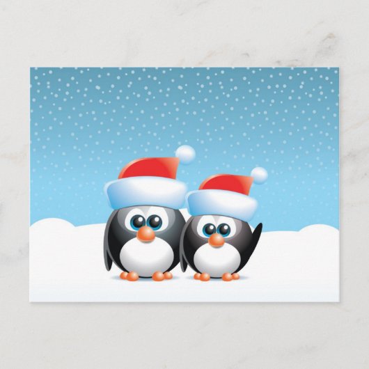 WeihnachtsPinguine Feiertagspostkarte (Vorderseite)