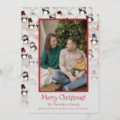 Weihnachtspinguine Foto Personalisiert Feiertagskarte (Vorne/Hinten)