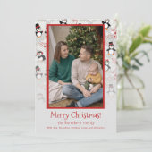 Weihnachtspinguine Foto Personalisiert Feiertagskarte (Stehend Vorderseite)