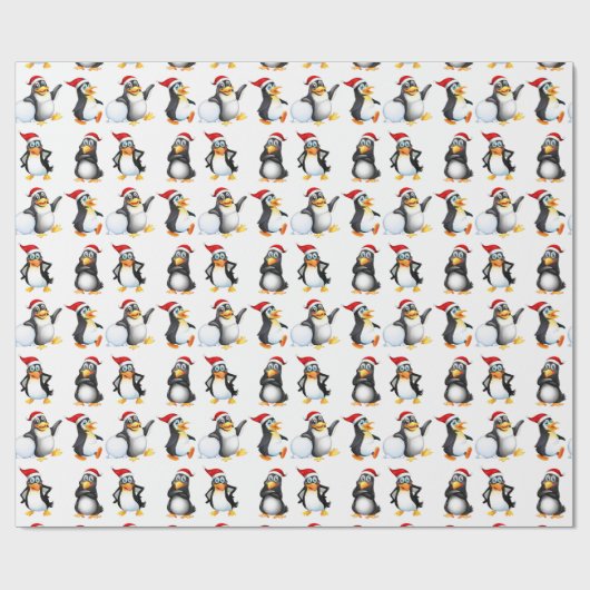 Weihnachtspinguine Geschenkpapier (Flach)