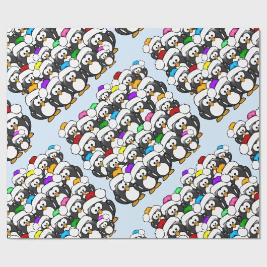 Weihnachtspinguine Geschenkpapier (Flach)
