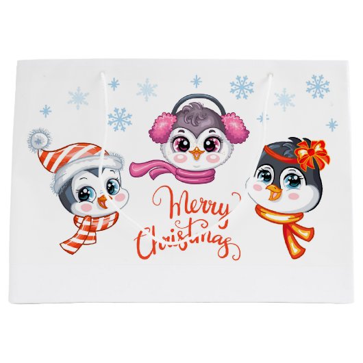 Weihnachtspinguine Große Geschenktüte (Vorderseite)