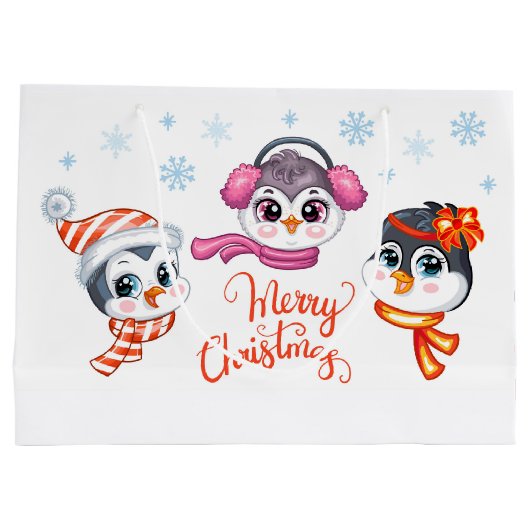 Weihnachtspinguine Große Geschenktüte (Rückseite)