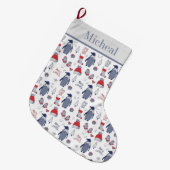 Weihnachtspinguine Hats Gloves Pattern Großer Weihnachtsstrumpf (Vorderansicht (hängend))