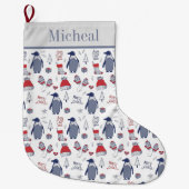 Weihnachtspinguine Hats Gloves Pattern Großer Weihnachtsstrumpf (Vorderseite)