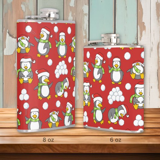 Weihnachtspinguine Hintergrund Flachmann