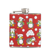 Weihnachtspinguine Hintergrund Flachmann (Vorderseite)