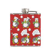 Weihnachtspinguine Hintergrund Flachmann (Rückseite)