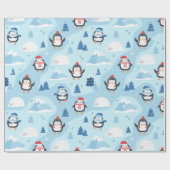 Weihnachtspinguine & Iglu Geschenkpapier (Flach)