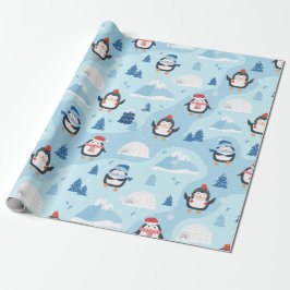 Weihnachtspinguine & Iglu Geschenkpapier