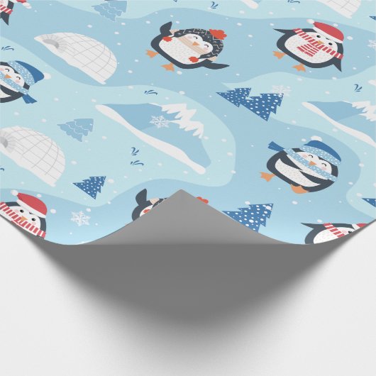 Weihnachtspinguine & Iglu Geschenkpapier (Ecke)